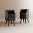 Set Of 2 Narrow Solid Wood Nightstands With 2 Drawers Each