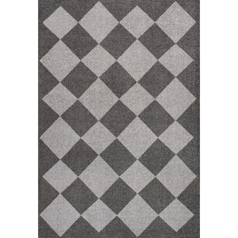 Utgard Classic Geometric Diamond Pattern Dark Gray/Light Gray Rug, Rectangle 7'10" x 10'