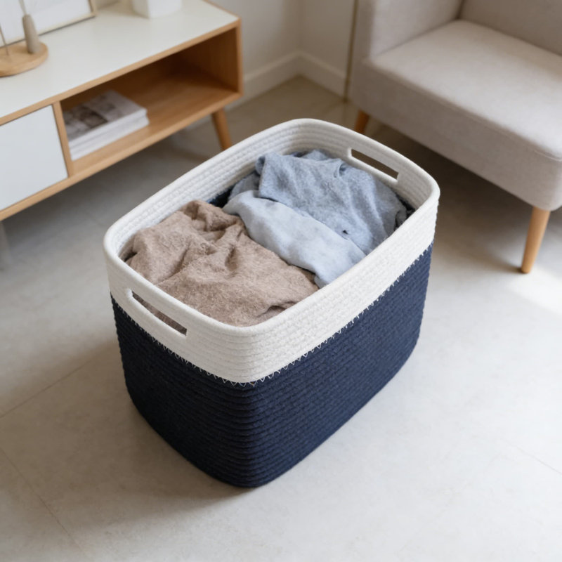 Woven Fabric Storage Bins 3-Pack, Foldable Cube Organizer Baskets With Handles For Shelves, Home And Office Organization
