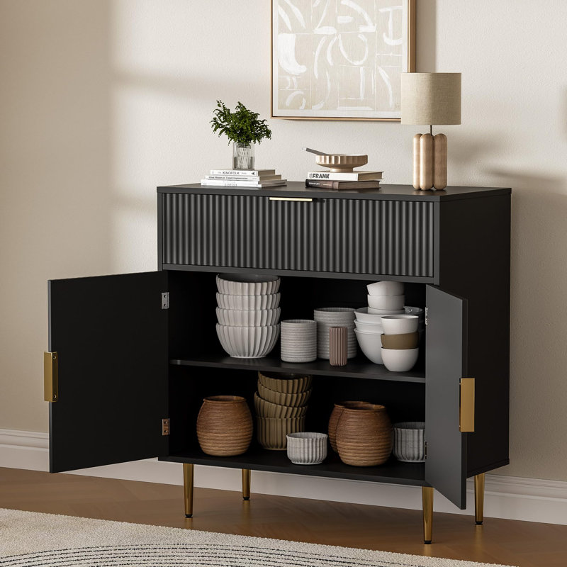 Sideboard Buffet Cabinet with Adjustable Shelves, Black
