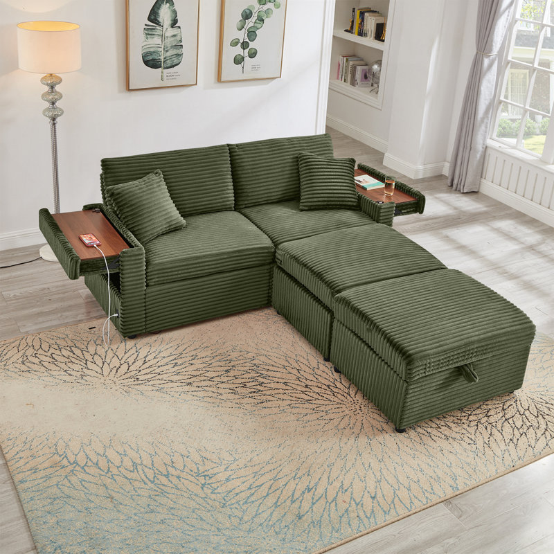 Canapé avec repose-pieds Fluffy, Green