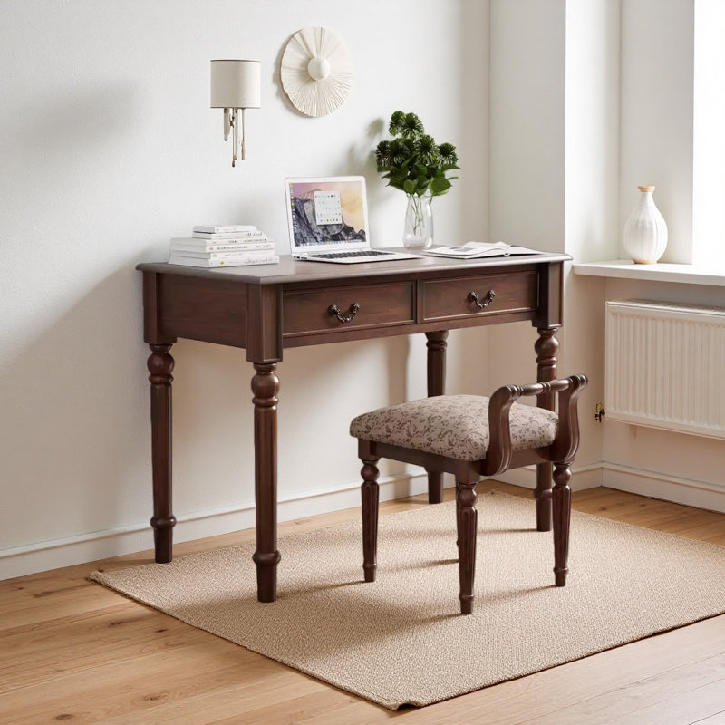 Bureau en bois massif élégant et rétro, H 29,92 po x l 47,24 po x P 19,68 po