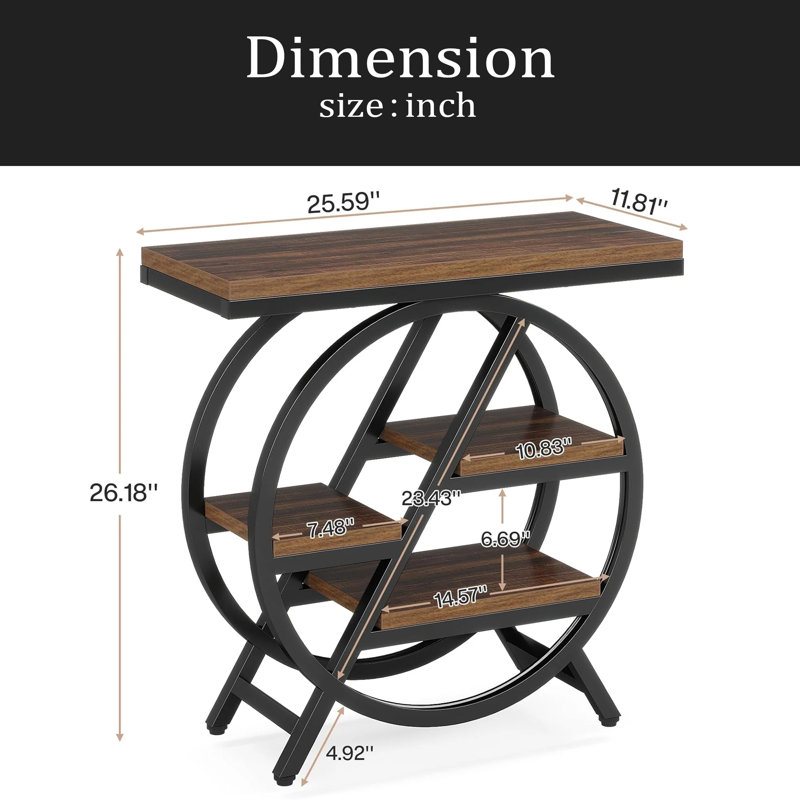 Table de chevet, table de bout compacte, table d'appoint, Brun rustique