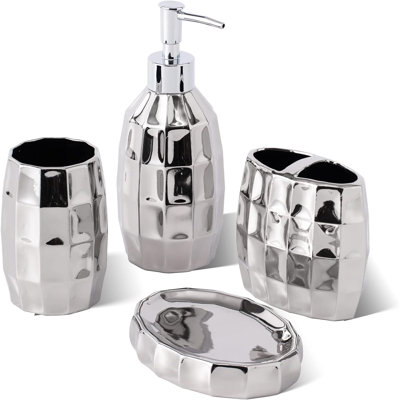 Silver bathroom accessory set