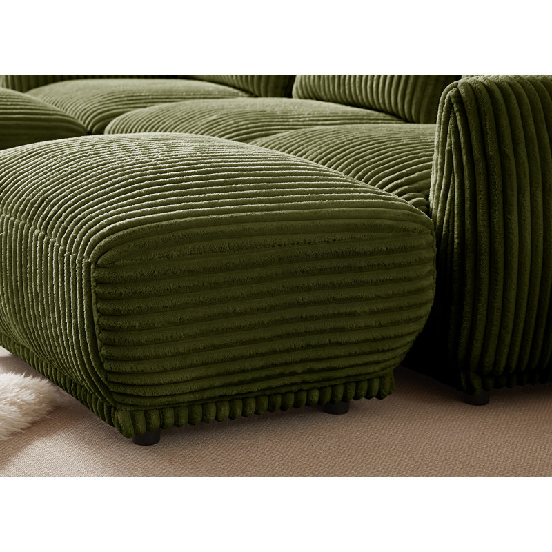 Canapé modulaire en velours côtelé Argueta, Velours côtelé vert