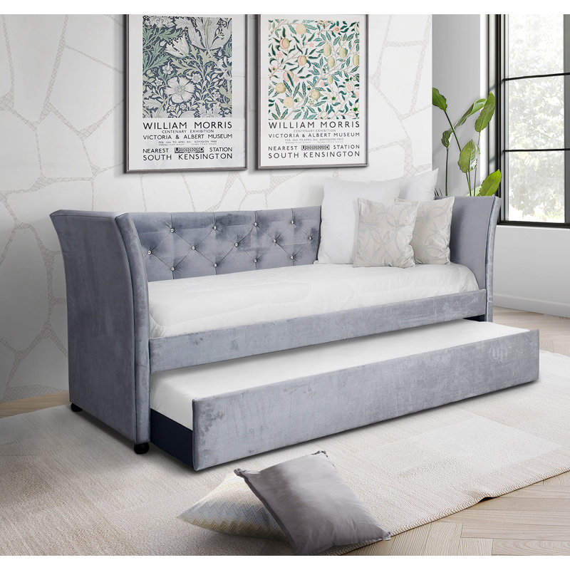 Finzer Upholstered Daybed, Light Gray