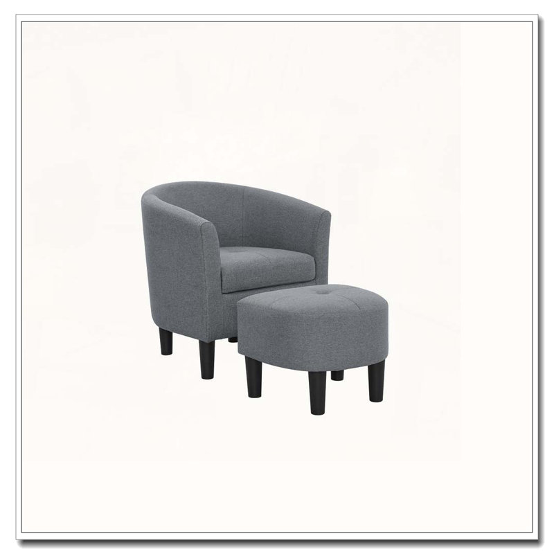 25.5" Wide Polyester Barrel Chair and Ottoman