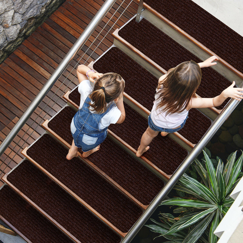 Tapis d'escalier antidérapant Aaqil, Brun