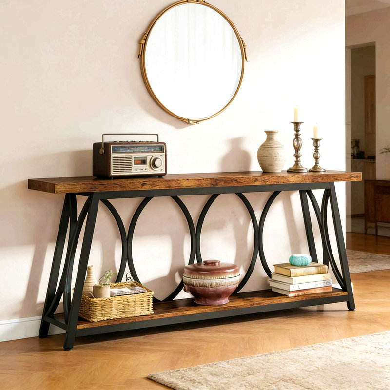 Hall Table,Vintage Console Table,Sturdy Sofa Table, Brown