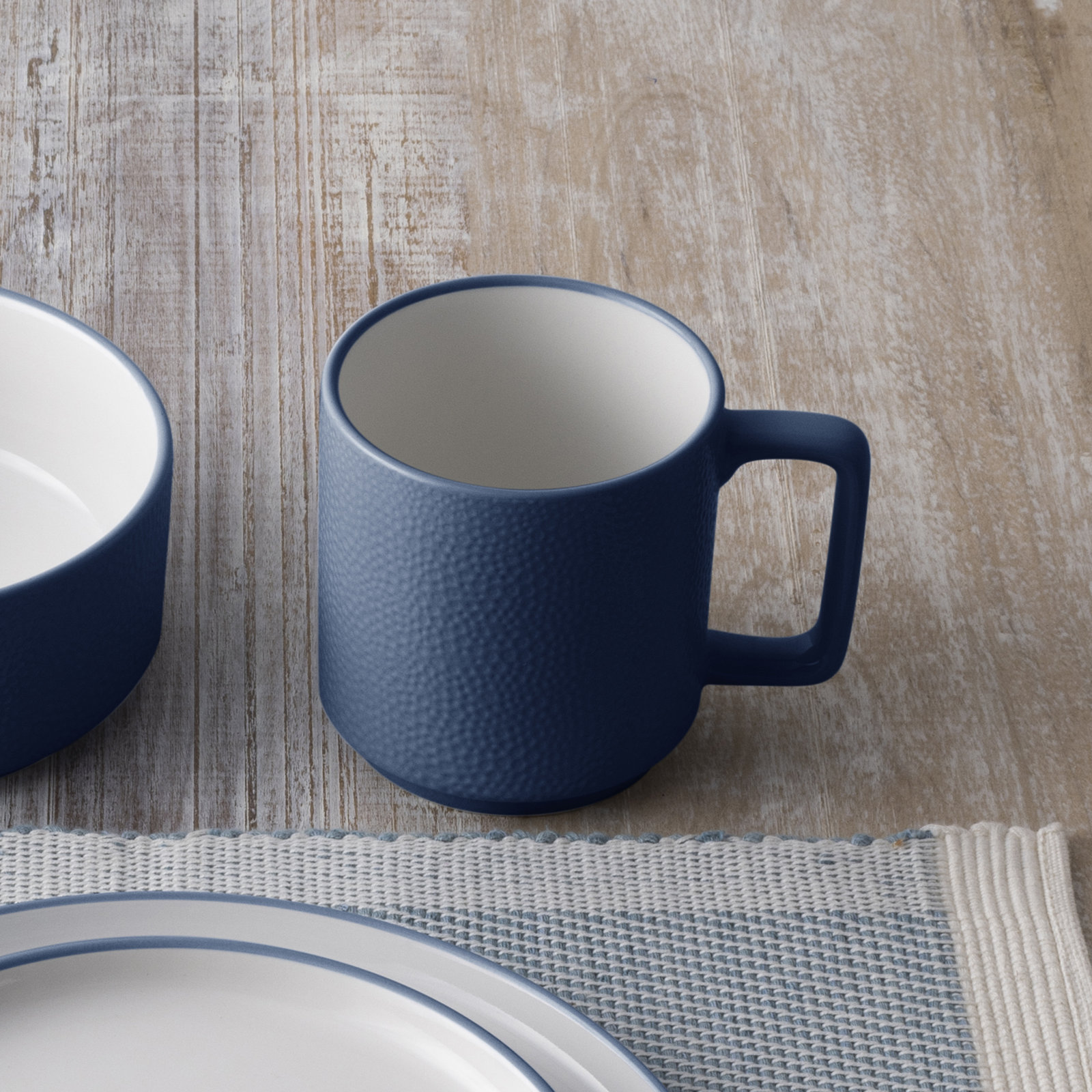 Colortex Stone Porcelain Mug, Set of 4, Blue