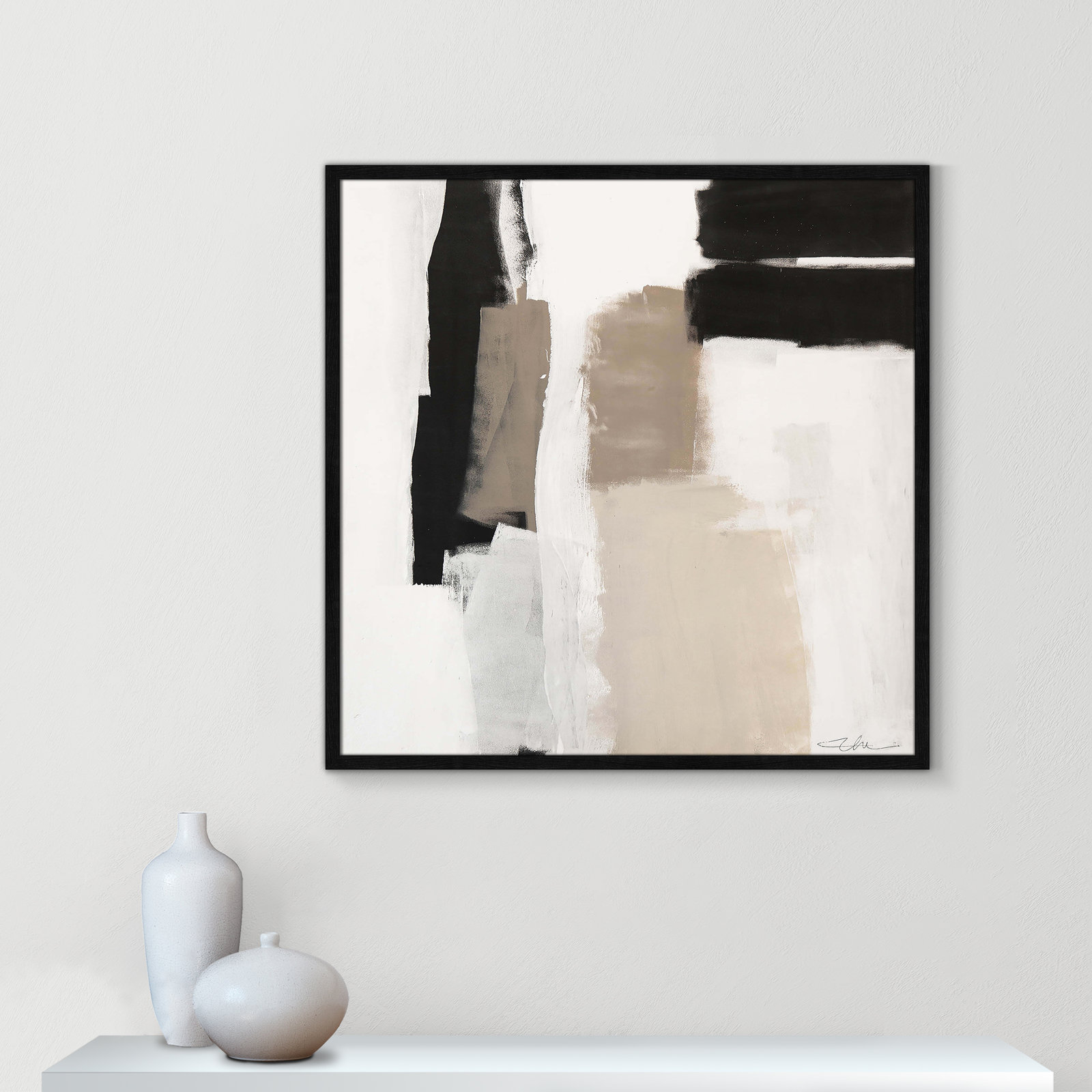 Earth Scapes II-A Print by Casa Fine Arts, 32" H x 32" W x 0.75" D, Black Slim Framed