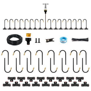 Drip Irrigation Kit, Automatic Irrigation System With 360° Bendable Atomizing Copper Nozzles, Quick-Connect Tubing For Patio, Lawn, Greenhouse, Potted Plants - Adjustable Water Flow