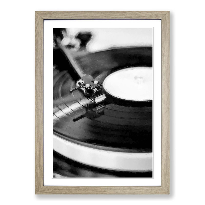 Vinyl Record Player - Picture Frame Photograph Print on MDF, Oak, 50cm H x 35cm W x 2cm D