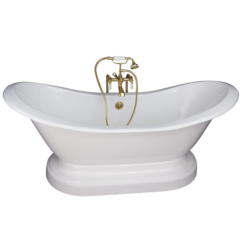 72'' x 30'' Soaking Cast Iron Bathtub, Polished Brass