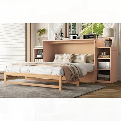 Lit escamotable avec tiroirs et tablettes de rangement spacieux