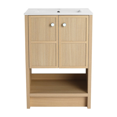 Meuble-lavabo autoportant avec lavabo en céramique