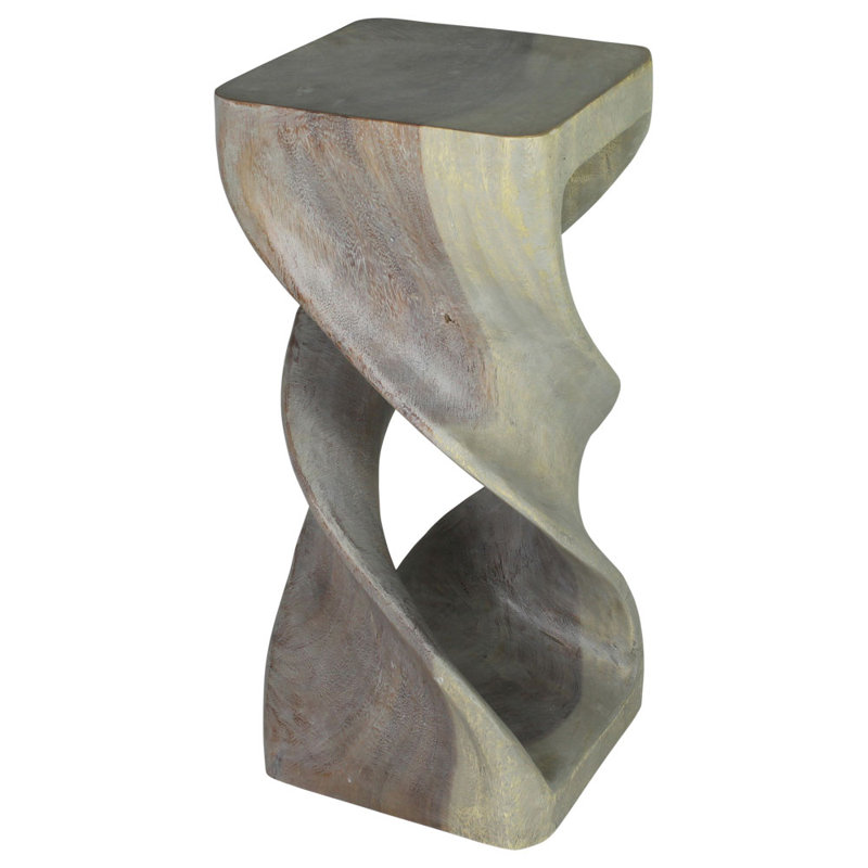 Lovejoy Solid Wood Abstract End Table, Grey