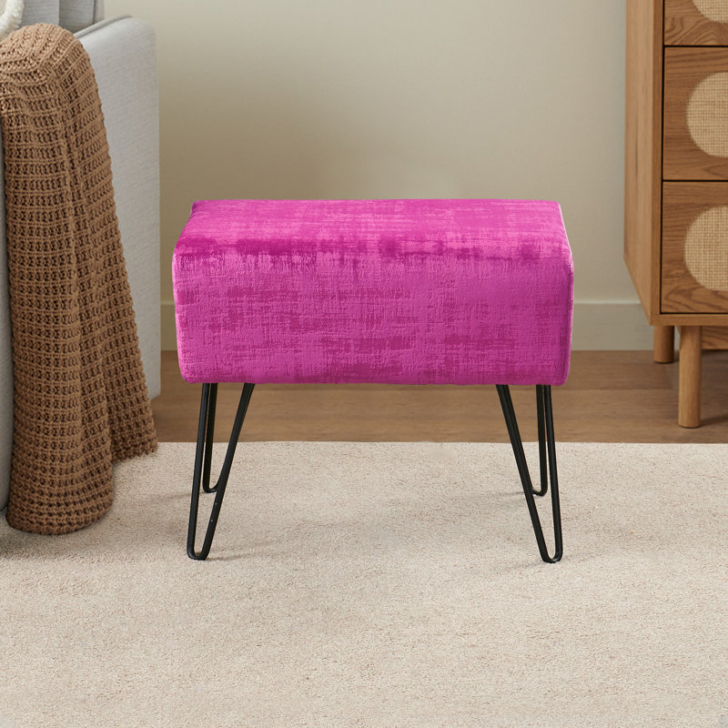 Alegre Velvet Ottoman, Raspberry Rose Velvet