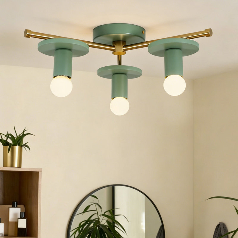  Plafonnier encastré à 3 lumières pour salon Rustech, Vert