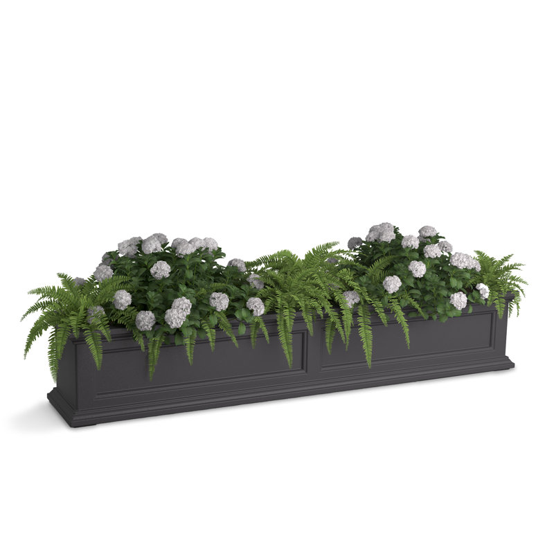 The Anastasiya Resin Window Box Planter with Water Reservoir, 10.8" H x 60" W x 11" D, Graphite Gray