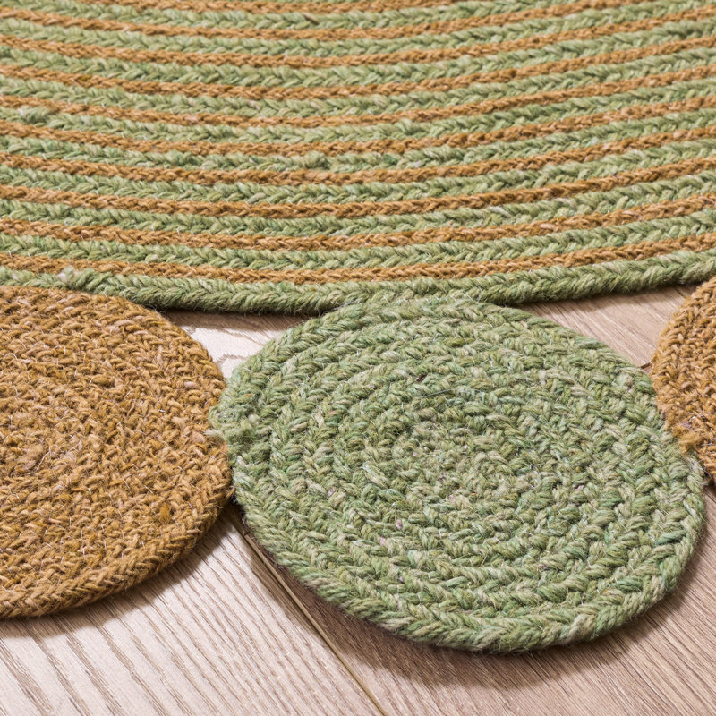 Tapis d'intérieur tressé à la main sans motif, Rond 6 pi 0 po x 6 pi 0 po
