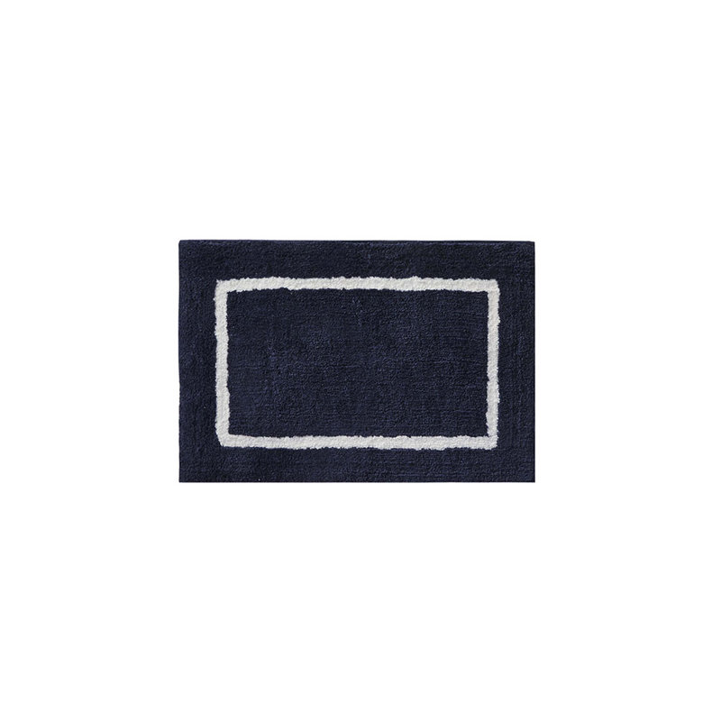 Reversible High Pile Tufted Microfiber Bath Rug, Navy, Single - 34" L x 21" W