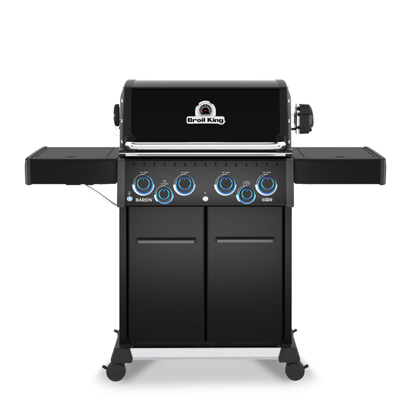 Baron 490 Pro Shadow 4-Burner Natural Gas Grill in Black with Side Burner and Rear Rotisserie Burner, Natural Gas