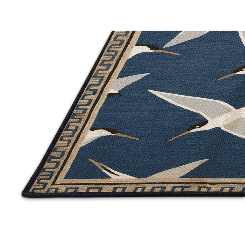 Washable Arctic Tern Birds Area Rug, Round 6'