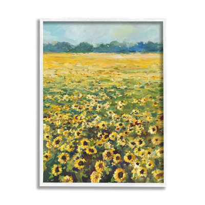 «Country Country», champ de tournesols jaunes, paysage de prairies surdimensionné, art numérique sur toile, art numérique par Allayn Stevens