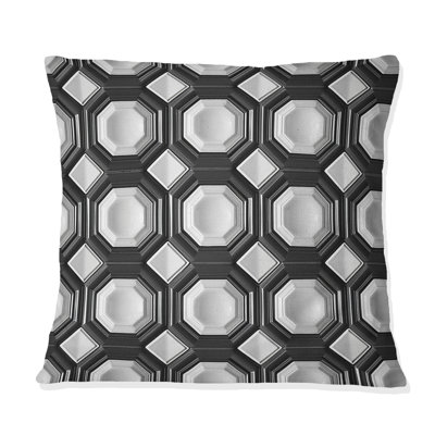 Hexagone moderne noir et blanc I - Coussin décoratif moderne