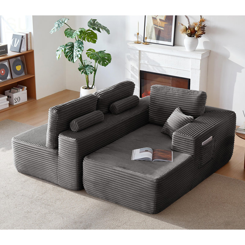 104 Inch Cloud Sectional Sofa With L-Shape Chaise And Side Pockets, Modern Modular Design, Deep Seating, No Assembly Required, Plush Fabric, Right