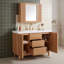 Meuble-lavabo de salle de bain avec lavabo en résine SMC, portes et tiroirs à fermeture en douceur et tablettes réglables