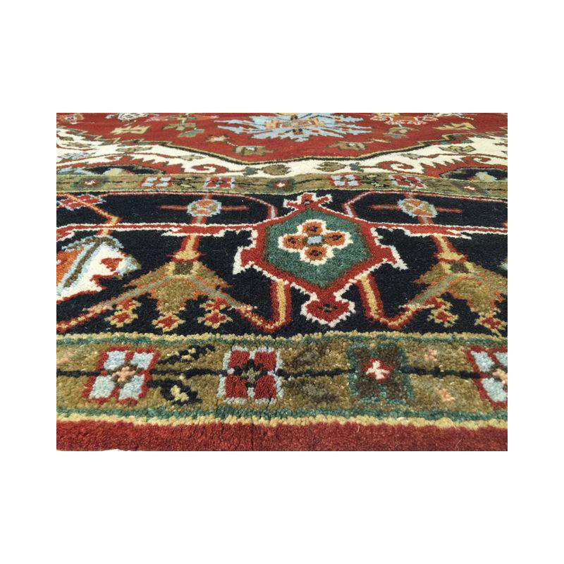 Hand Knotted Wool Area Rug in Rust