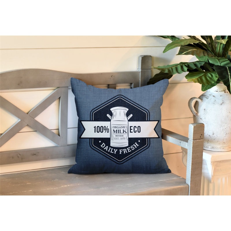Coussin intérieur / extérieur Macdonald Farm House, L 19 po x H 19 po, Bleu