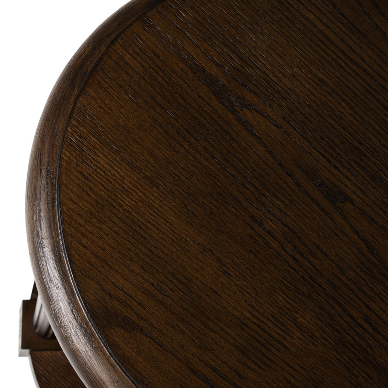 Maven Lane Pullman Traditional Round Wooden Side Table In Antiqued Brown Finish, Antiqued Brown