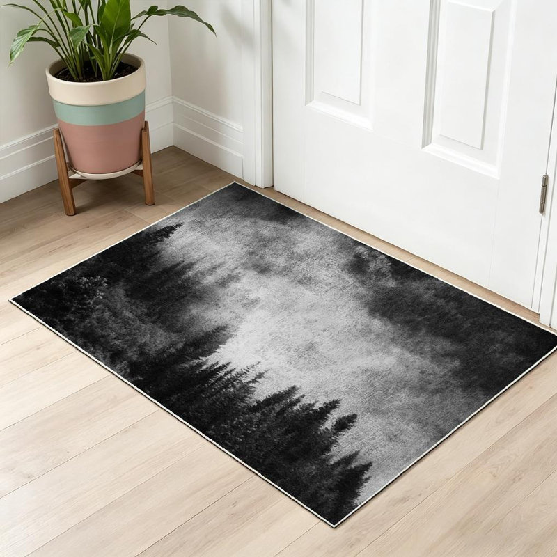 Tapis noir Washington Trees, Rectangle 32" x 47"