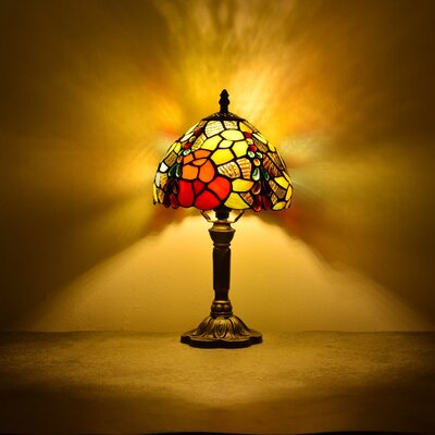 14.5"" Table Lamp Tiffany Style Stained Glass Lamp, Grape Handmade Shade, Desk Reading Light Perfect For Tall Living Room Bedroom Nightstand -  Bloomsbury Market, 52D8846EFE424B17B5EC17D08057A28A