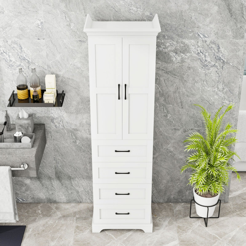 Armoire de rangement 3 tiroirs avec tablettes réglables et portes à fermeture en douceur