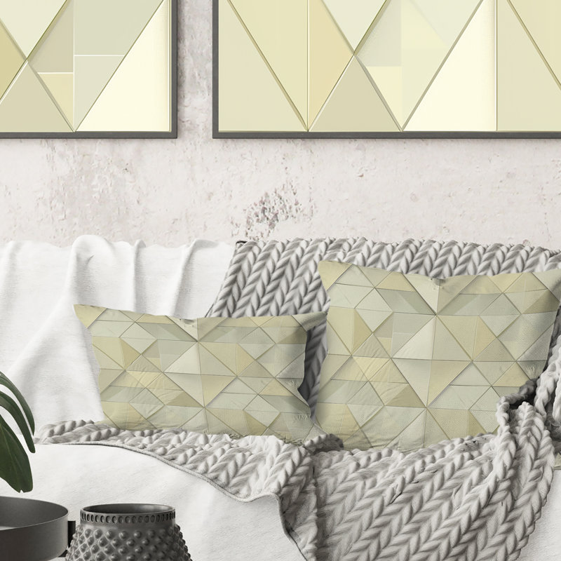 Coussin Beige moderne crème moderne Triangle III, H 16 po x l 16 po