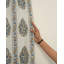 Tissu de rideau en lin fait à la main à motif de blocs - motif floral élégant, texture naturelle douce - Kumud-1310583139