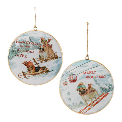 Sled and Ski Dogs Disc Ornament