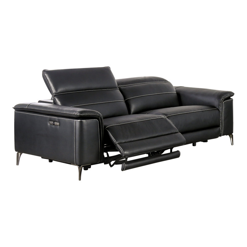 Canapé inclinable en cuir 88 po Chelita, Similicuir noir