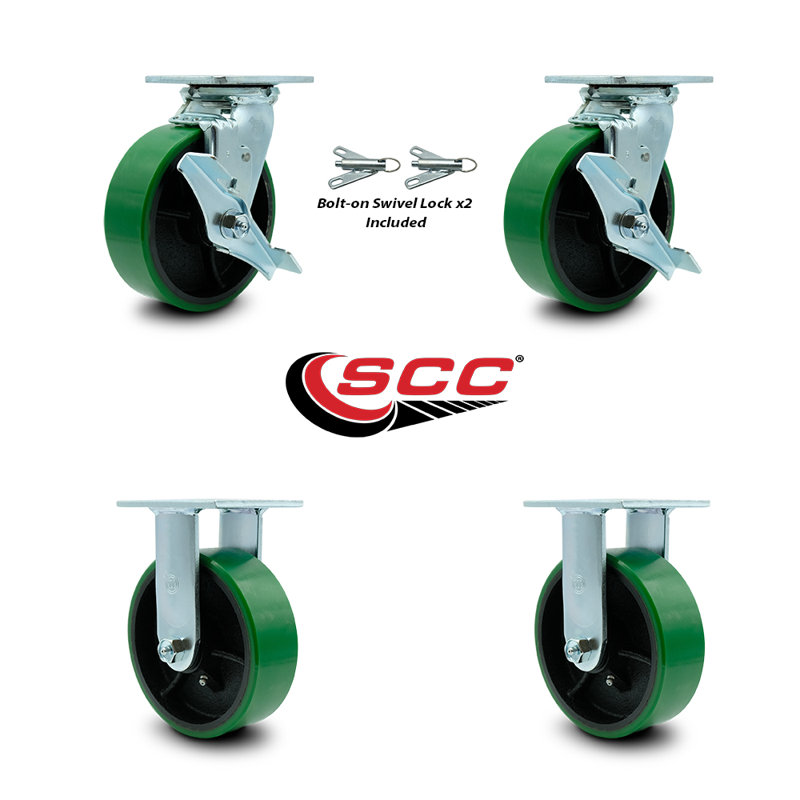 4-Piece Polyurethane and Cast Iron Caster Set