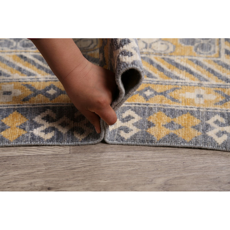 Tapis décoratif en laine brun clair/bleu 12 pi 2 po x 17 pi 11 po noué à la main New Age Khotan