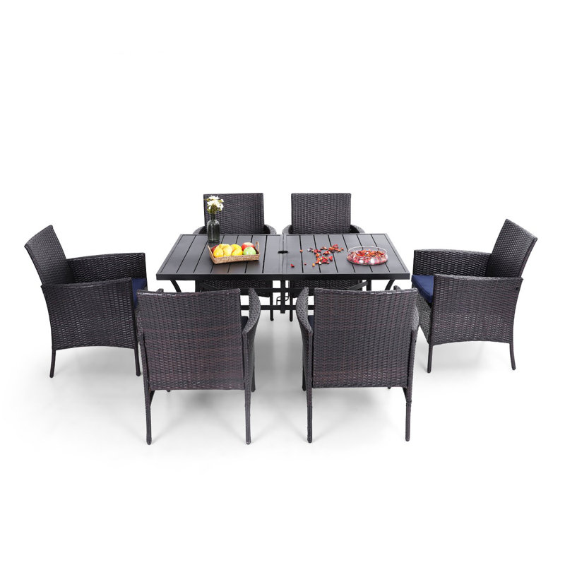 6 - Person Patio Dining Set with Rectangular Table , Cushions Included