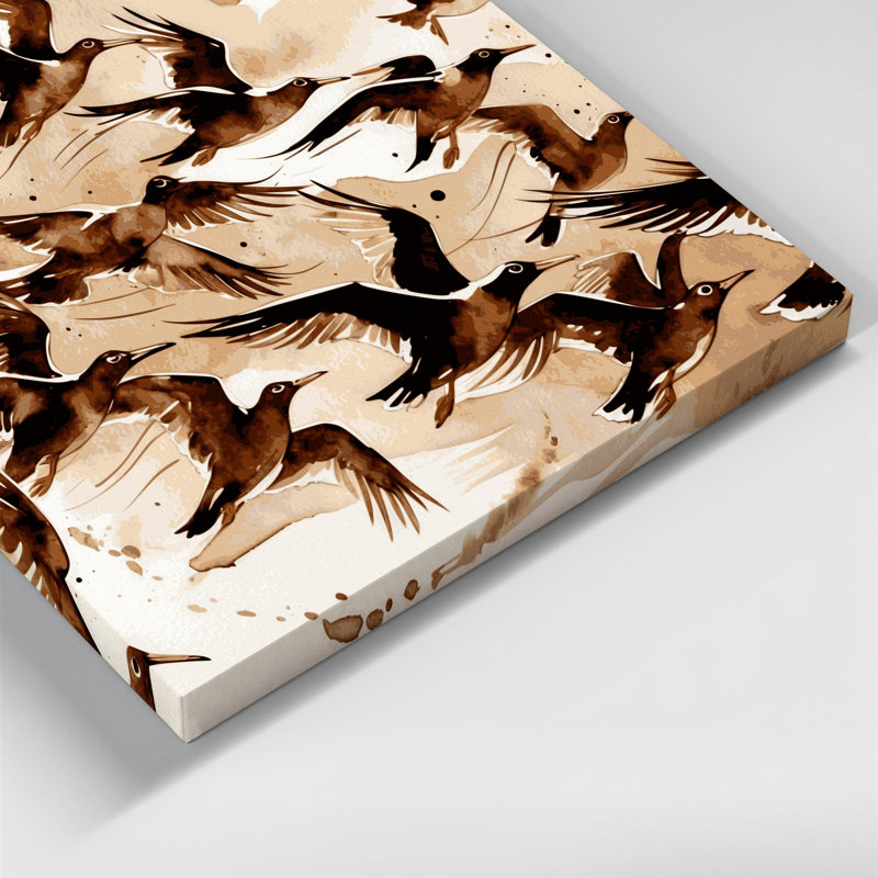 «Birds Noddy», art mural sur toile beige, H 11 po x l 14 po