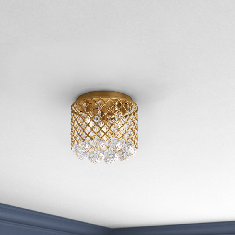Plafonnier encastré 6 lumières 18 po Stollings, Laiton / transparent, 6, H 11 po x l 18 po x P 18 po