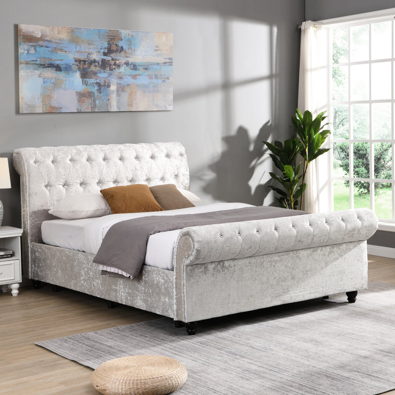 Lit grand format enveloppé de tissu avec élévateur hydraulique et structure rembourrée de style polyvalent