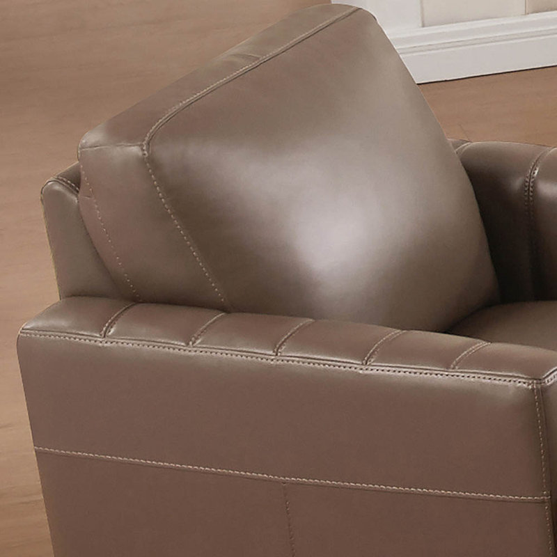 Chaise en cuir fleur Reuma, Cuir véritable brun granit Cassia Pirouette