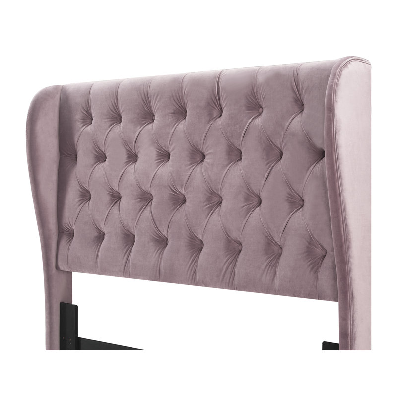 Upholstered Wingback Headboard, Queen, Dusty Mauve